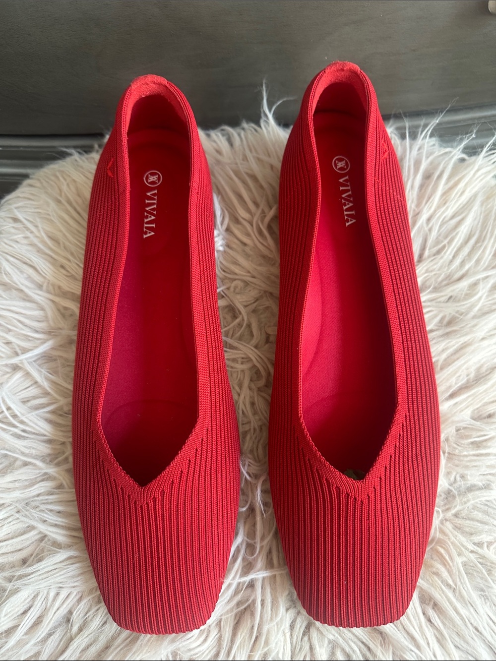 VIVAIA Women's Red Knit Ballet Flat